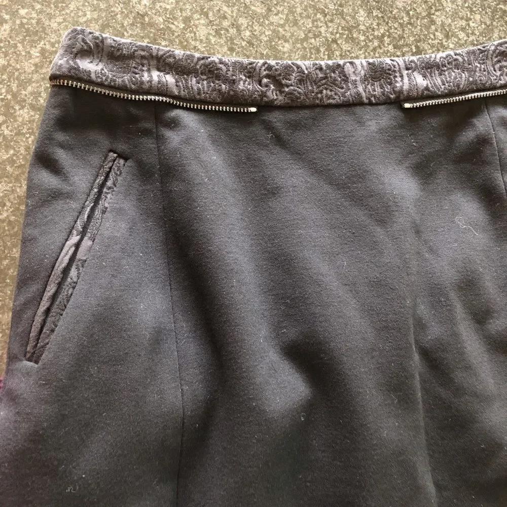 Etcetera Black Zipper Waist Trim Dress Skirt 0